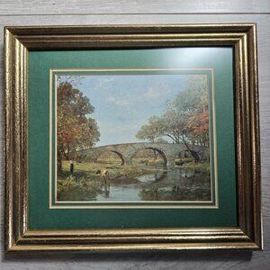 VTG Framed Art Print Landscape The Old Bridge Theodore Robinson